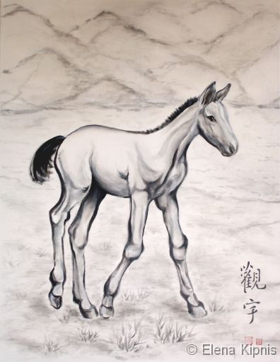 02 - Beobachten der Szene II Acryl, 70 x 80 cm